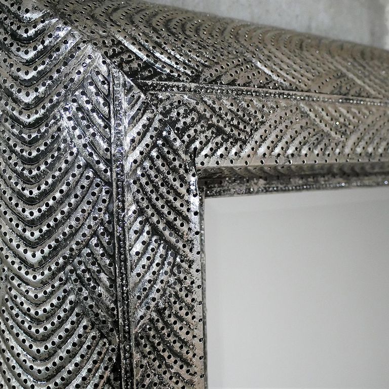 Wall Mirror - Rectangular - Silver Metal - Large