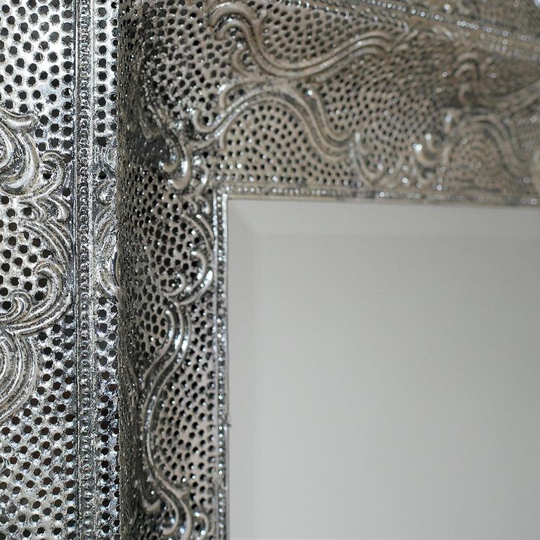 Wall Mirror - Rectangular - Silver Metal
