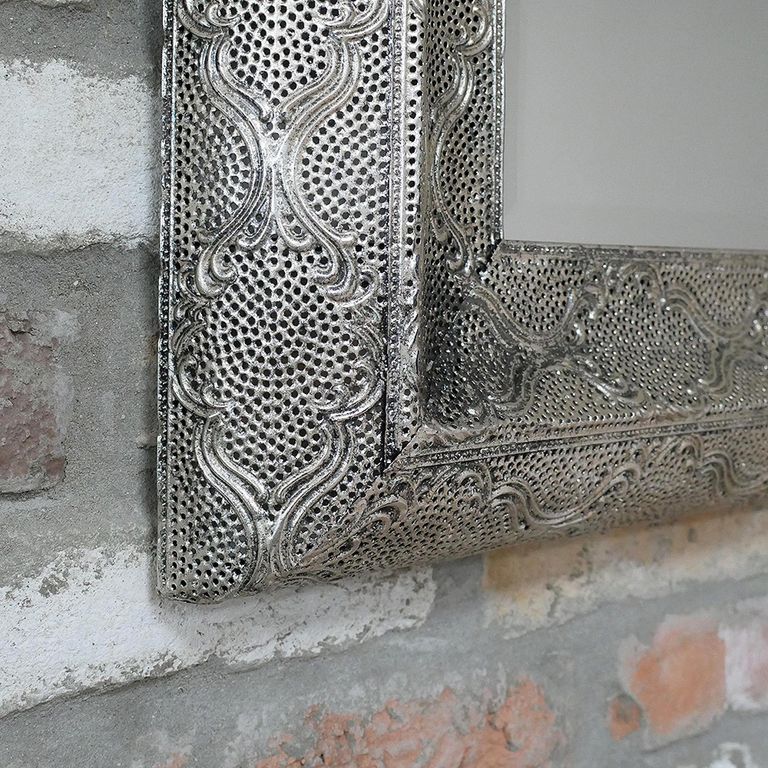 Wall Mirror - Rectangular - Silver Metal