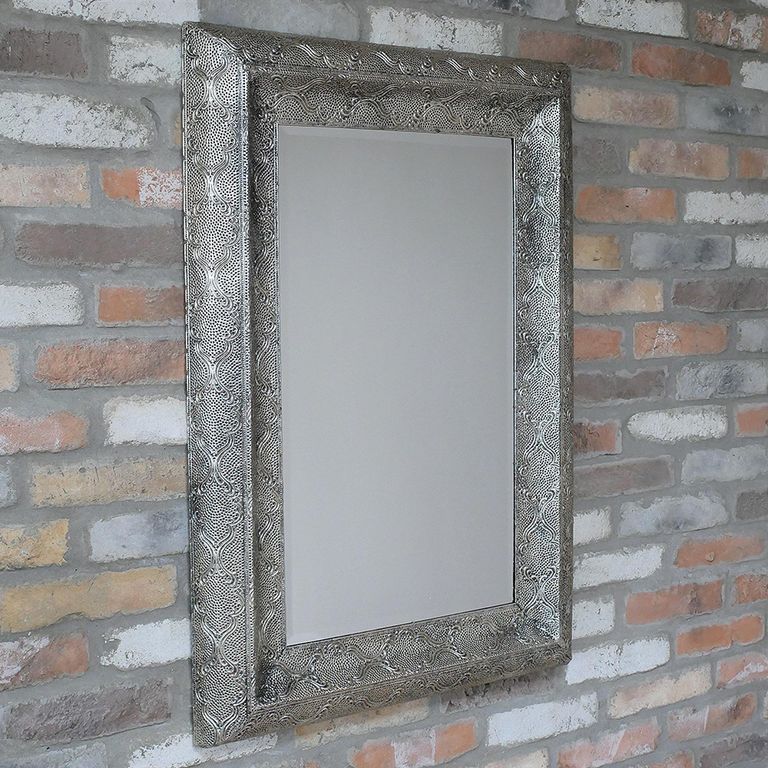 Wall Mirror - Rectangular - Silver Metal