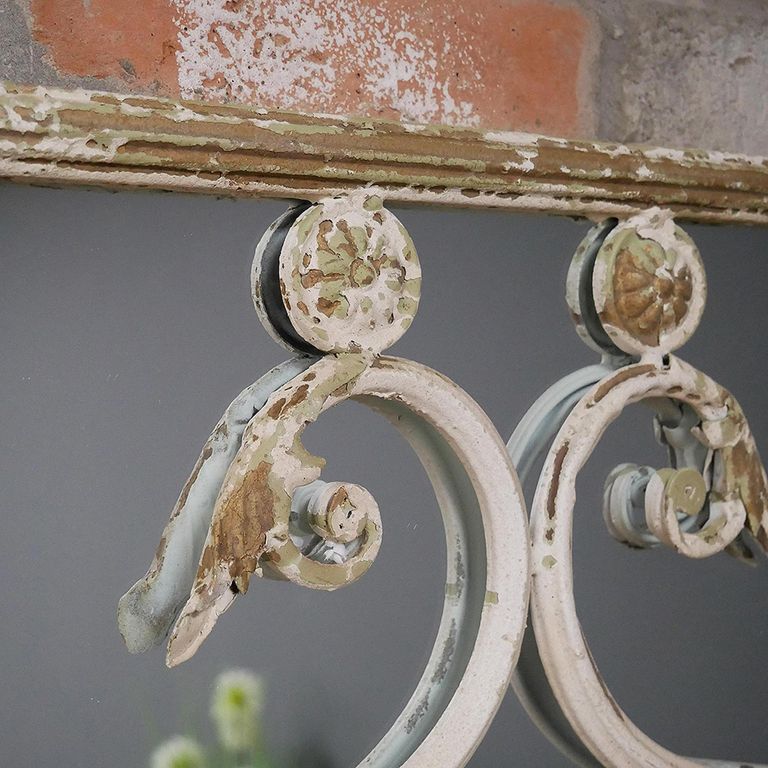 Wall Mirror - Rectangular - White Rustic Metal