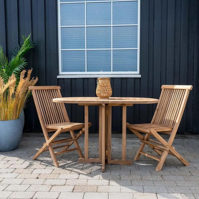 Huelva Bistro Set - Oval - Natural - Teak Wood