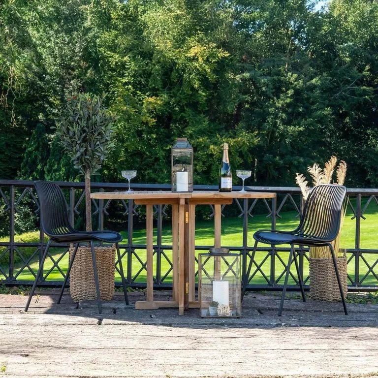 Huelva Bistro Set - Oval - Natural - Teak Wood