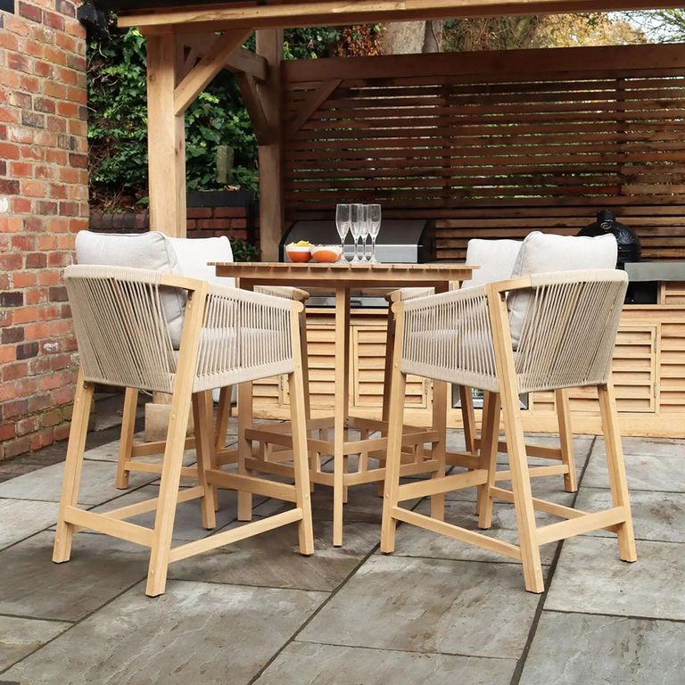 Roma Sunray Garden Round High Bar Set - 4 Seater - Deluxe Bar Stools