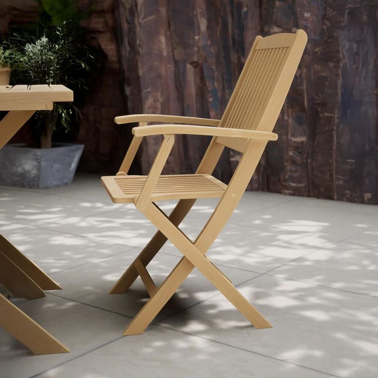 London Garden Folding Bistro Set - 2 Seater - 70cm - Square - Acacia Wood - 2 Folding Armchairs