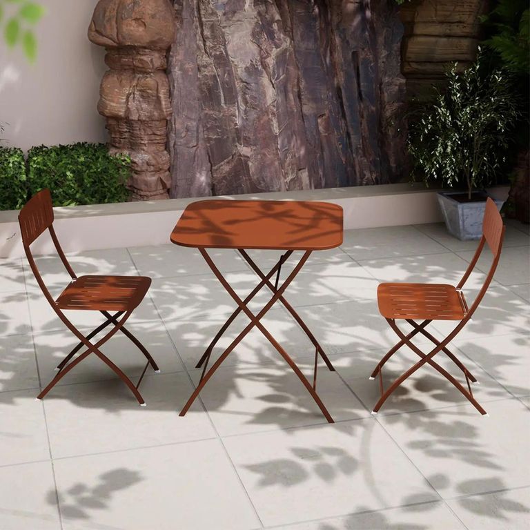 Venice Bistro Set - 2 Seater - 70cm - Square - Cayenne Orange Metal