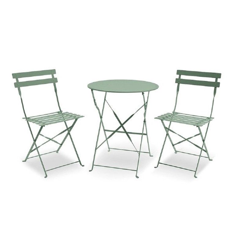 Padstow Bistro Set - 2 Seater - 60cm - Round - Olive Green Metal