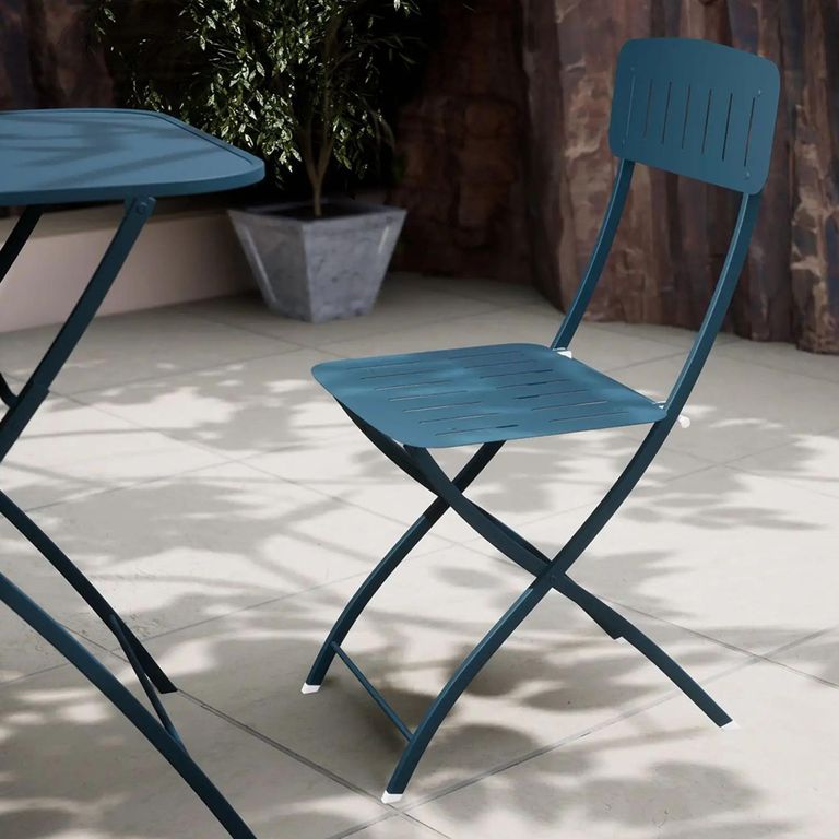 Venice Bistro Set - 2 Seater - 70cm - Square - Caribbean Blue Metal