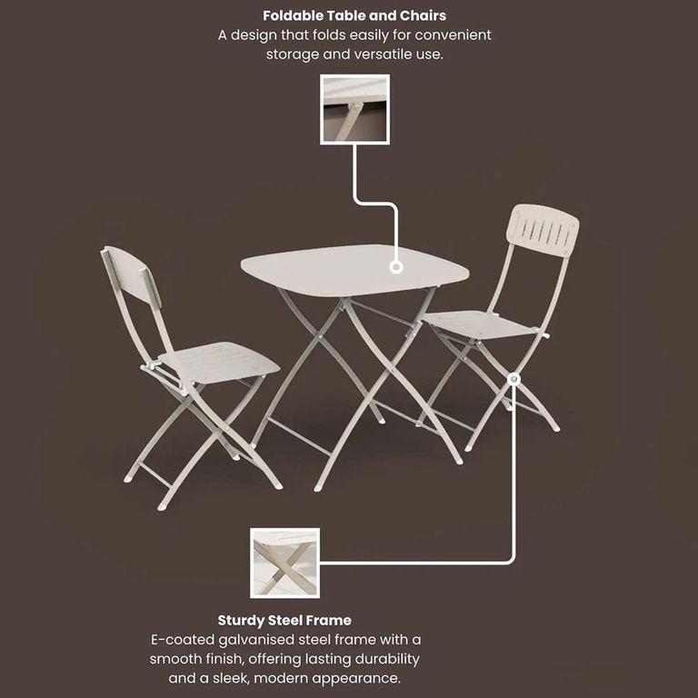 Venice Bistro Set - 2 Seater - 70cm - Square - Champagne Metal