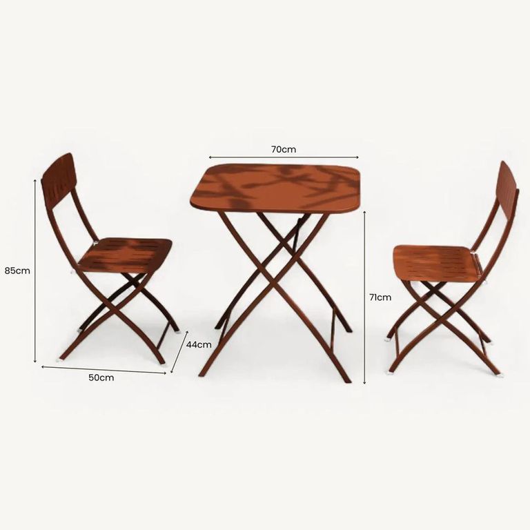 Venice Bistro Set - 2 Seater - 70cm - Square - Cayenne Orange Metal