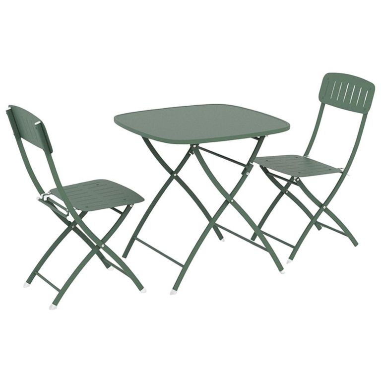 Venice Bistro Set - 2 Seater - 70cm - Square - Moss Green Metal