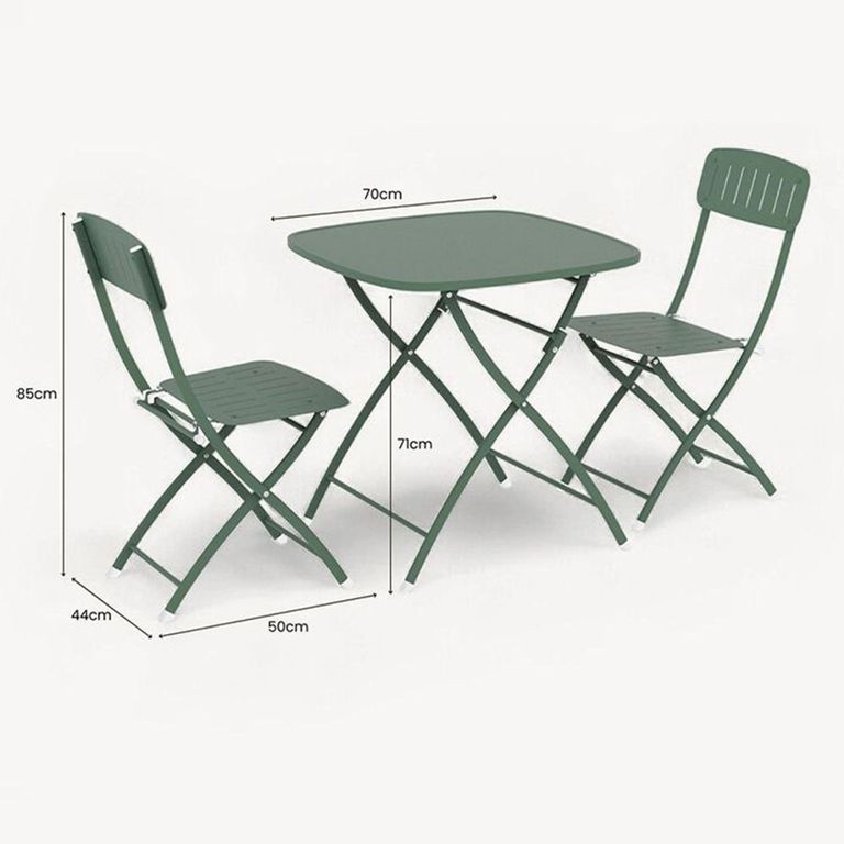 Venice Bistro Set - 2 Seater - 70cm - Square - Moss Green Metal