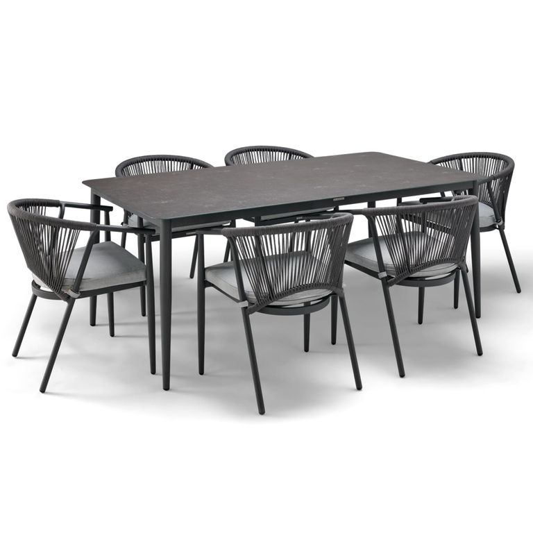 Kyoto Garden Dining Set - 6 Seater - 180cm - Ceramic - 6 Chairs