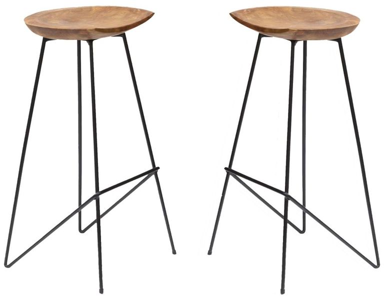 Belfort Set of 2 Teak Wood Counter Stool