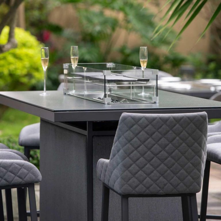 Regal Garden Bar Set - 8 Seater - Fire Pit Table - Flanelle
