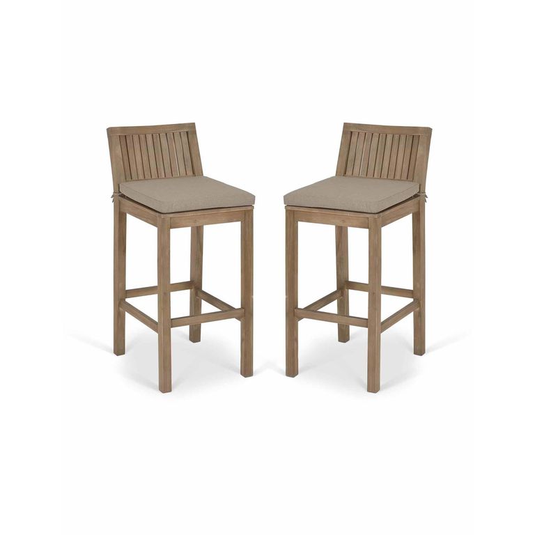 Porthallow Outdoor Bar Stool Set of 2 Natural Acacia Wood