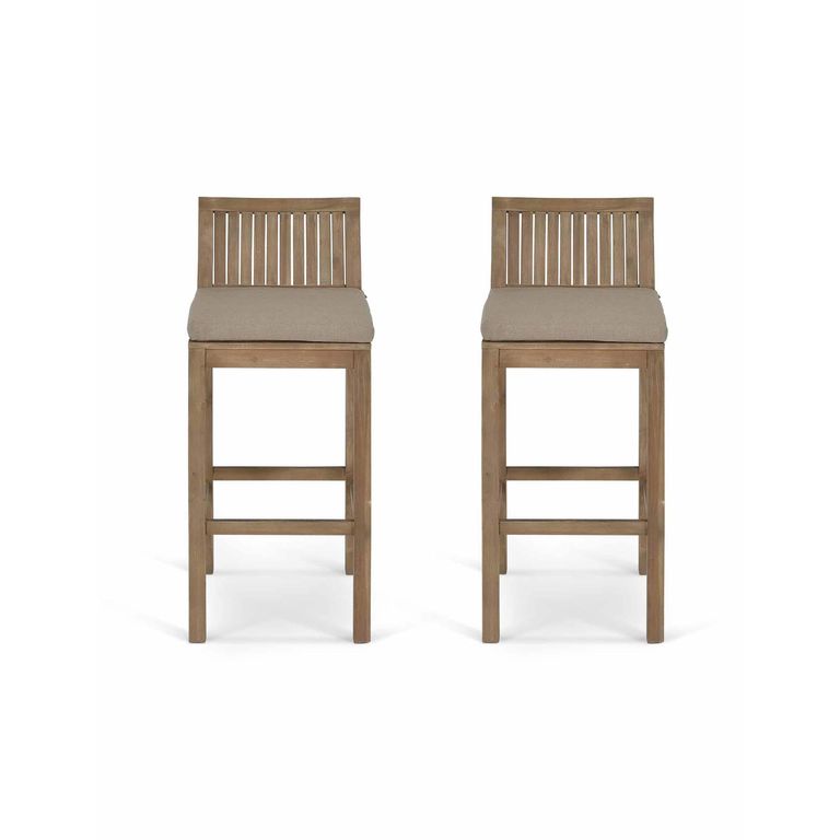 Porthallow Outdoor Bar Stool Set of 2 Natural Acacia Wood
