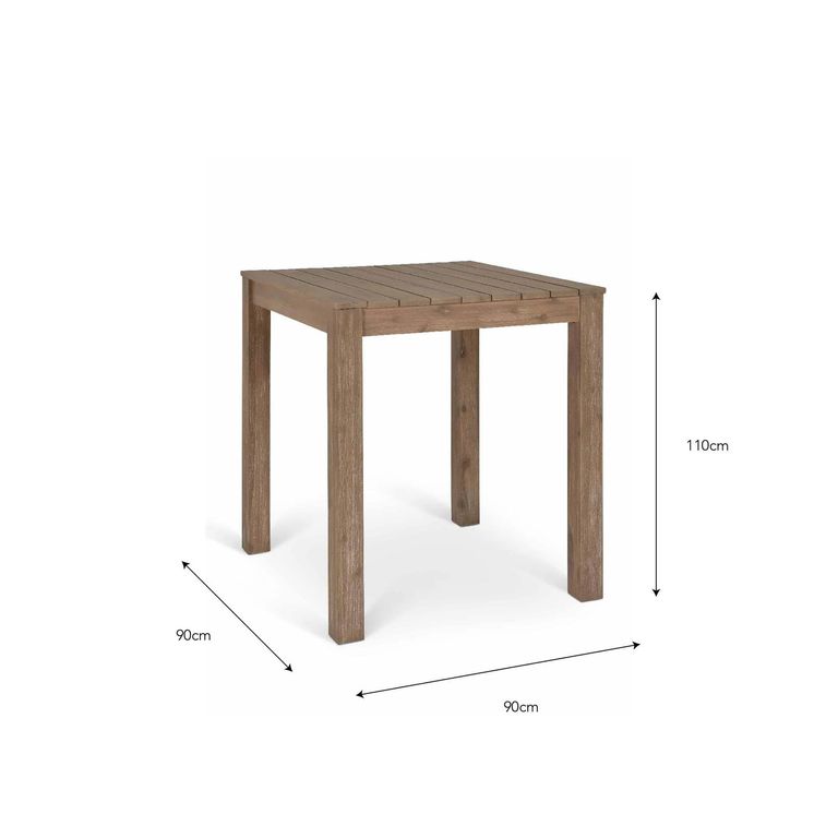 Porthallow Outdoor Square Bar Table Natural Acacia Wood