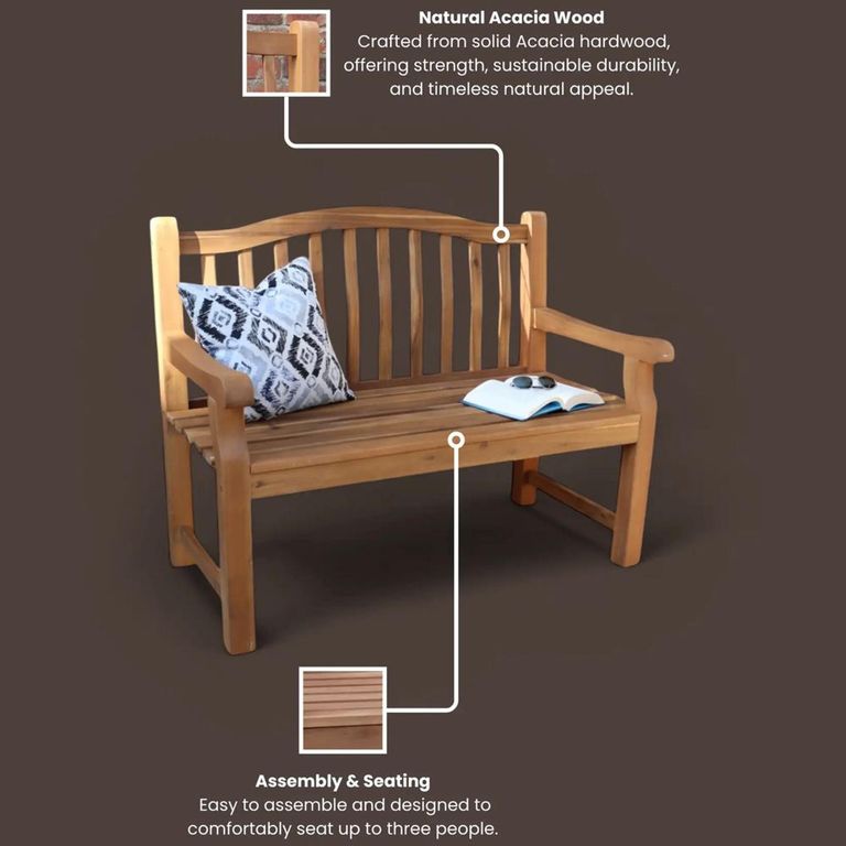 Lytham Garden Bench - 2 Seater - Acacia Wood