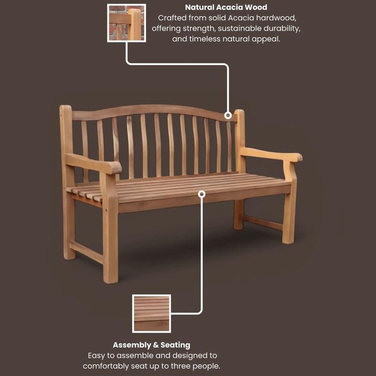 Lytham Garden Bench - 3 Seater - Acacia Wood