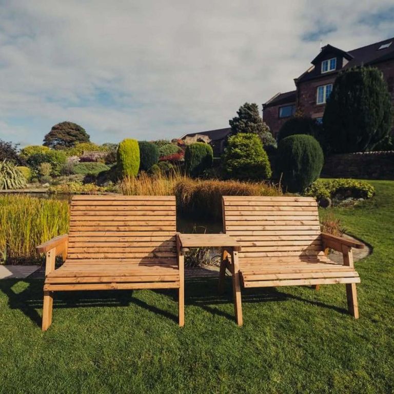 Churnet Valley Redwood Straight 2 Seater Garden Benches Set