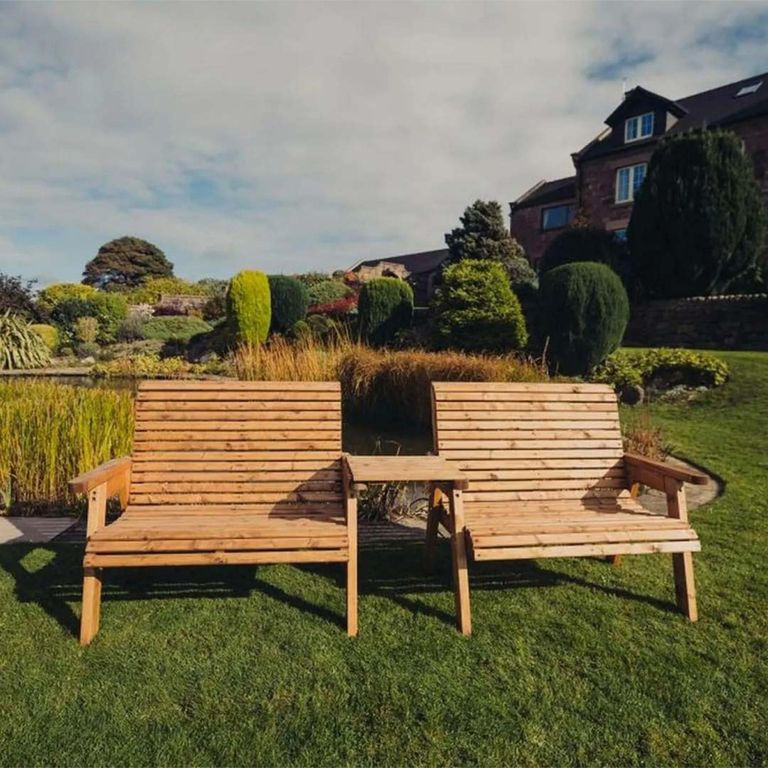 Churnet Valley Redwood Straight 3 Seater Garden Benches Set