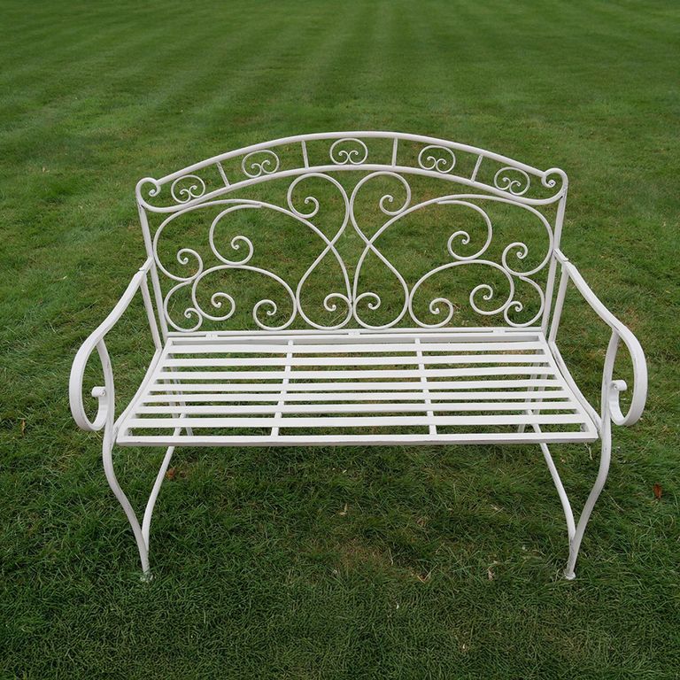 Garden Bench - Antique Cream Metal