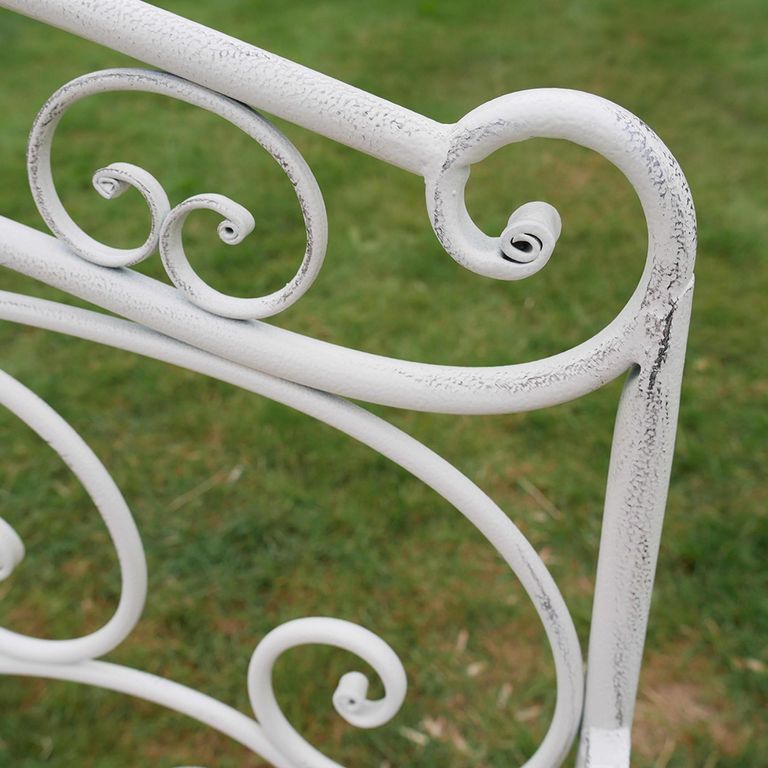 Garden Bench - Antique Cream Metal