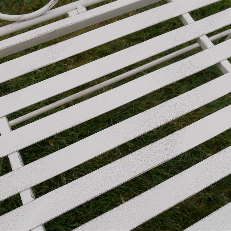 Garden Bench - Antique Cream Metal