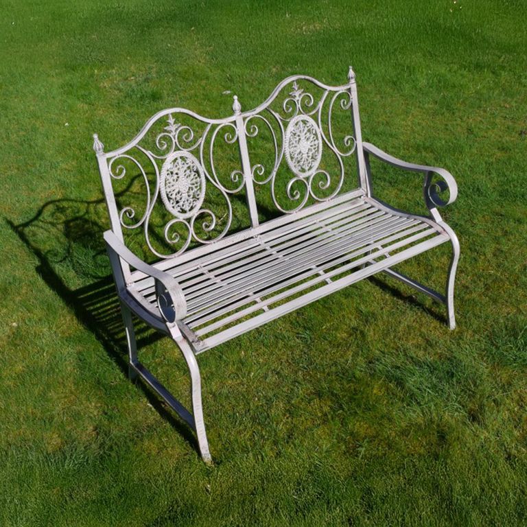Garden Bench - Antique Grey Metal