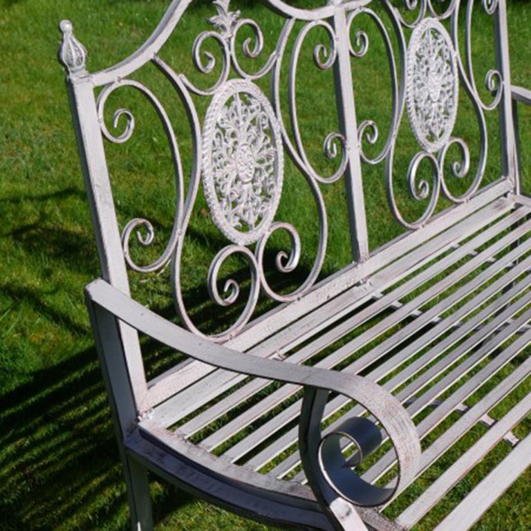 Garden Bench - Antique Grey Metal