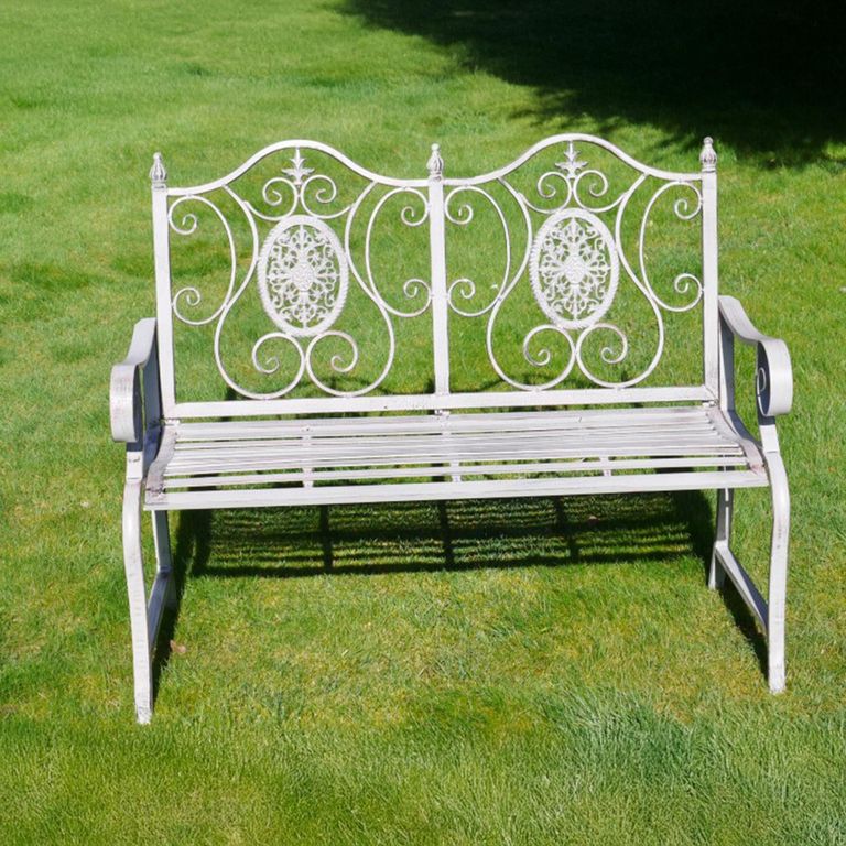 Garden Bench - Antique Grey Metal