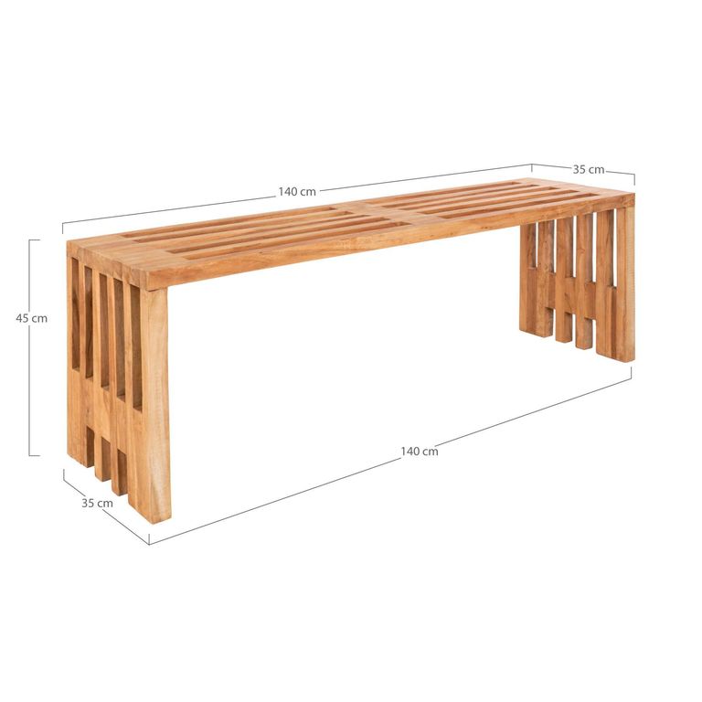 Benidorm Garden Bench - Large - Natural - Teak Wood