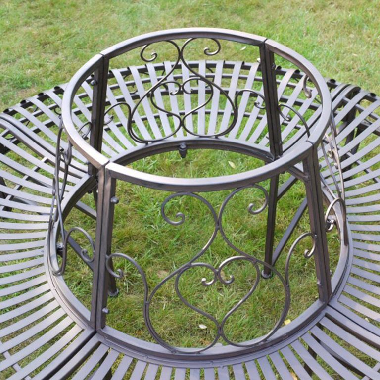 Garden Bench - Black Metal - Tree Style