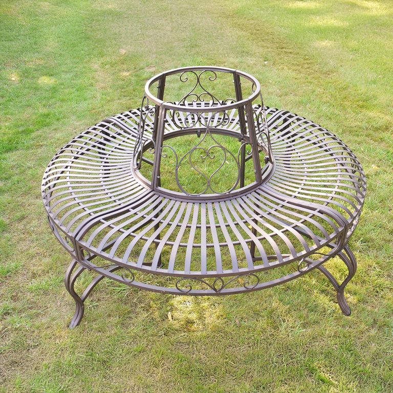 Garden Bench - Black Metal - Tree Style