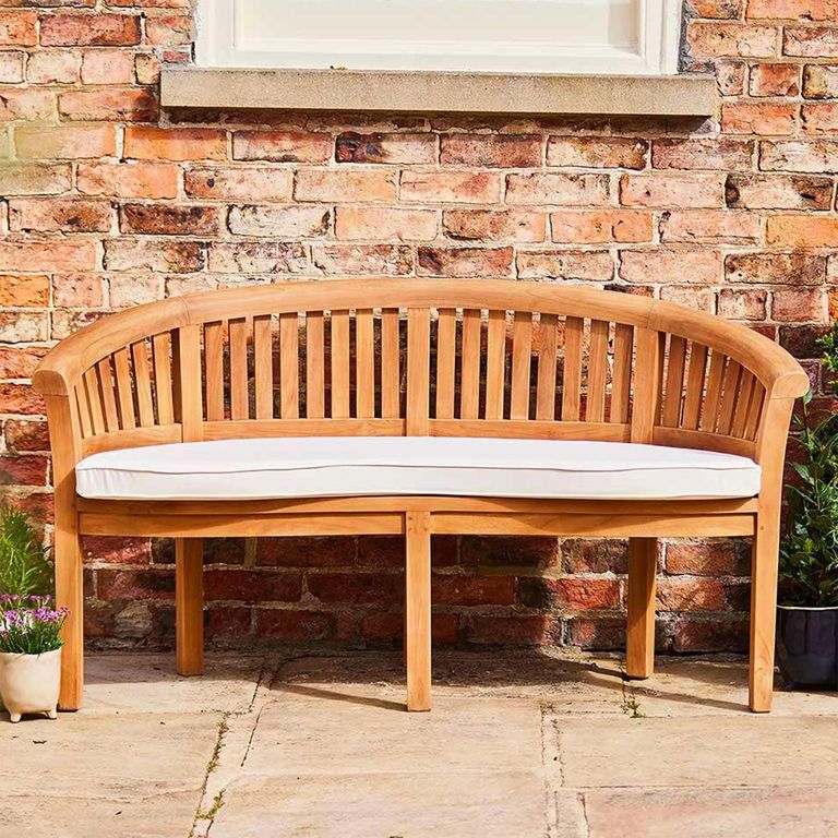 Crummock Outdoor Teak 140cm Bench with Natural Cushion