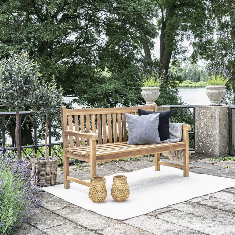 Keota Garden Bench - with Back - Natural - Teak Wood