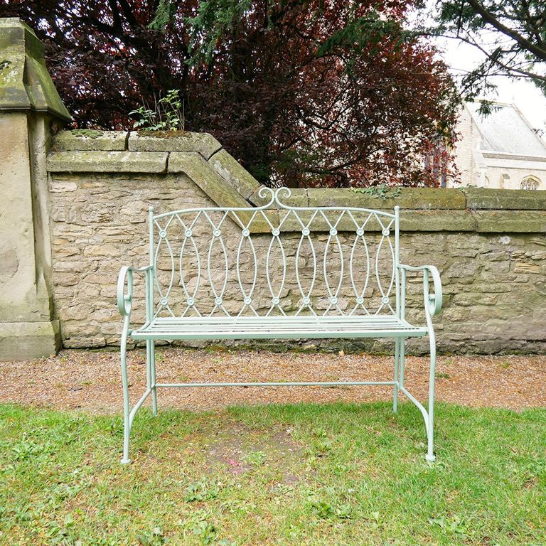Garden Bench - Pistachio Button Green Metal