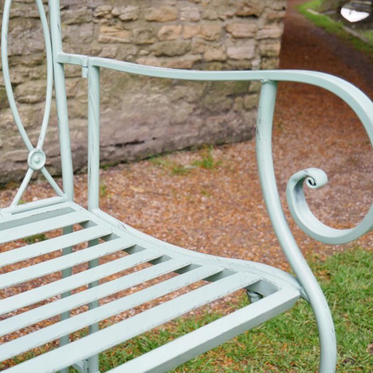 Garden Bench - Pistachio Button Green Metal