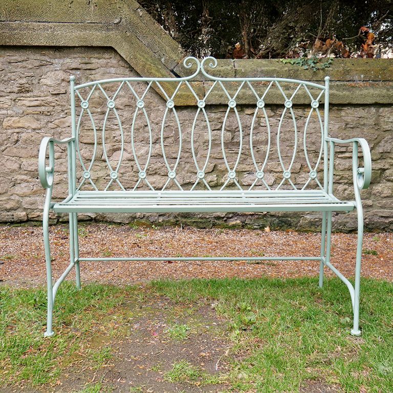 Garden Bench - Pistachio Button Green Metal