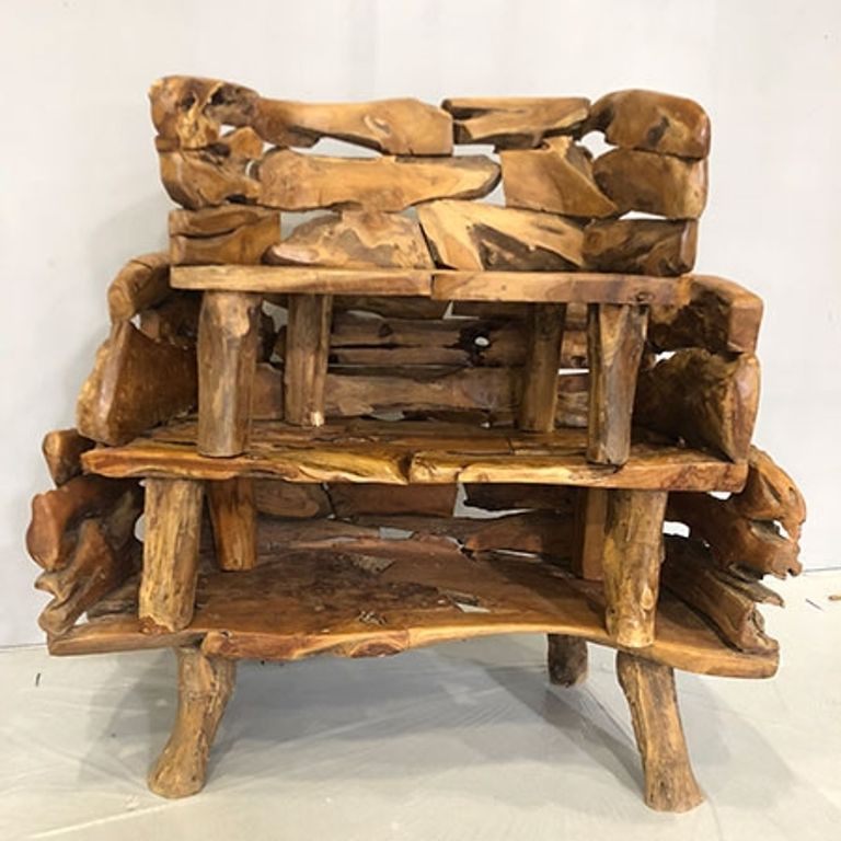 Teak Root Branch Bench - Large - with Back