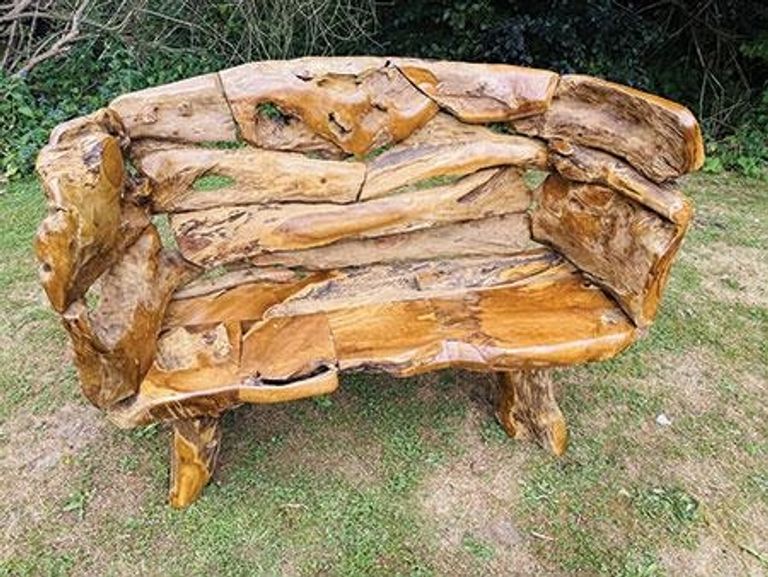 Teak Root Branch Bench - Large - with Back