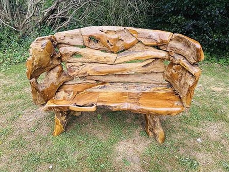 Teak Root Branch Bench - Large - with Back