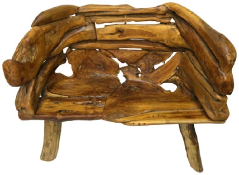 Teak Root Branch Bench - Medium - with Back