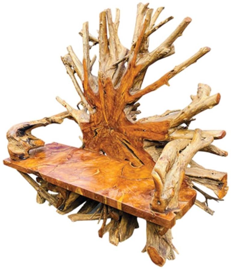 Teak Root Bench - King - with Back