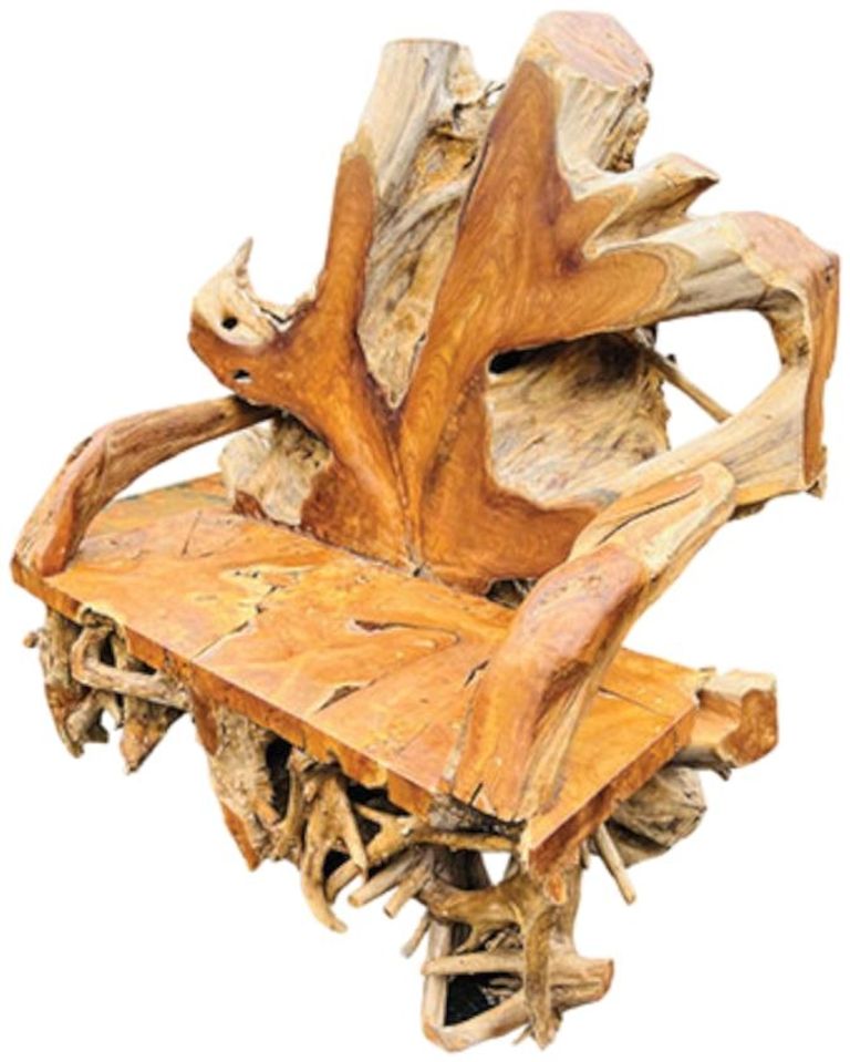 Teak Root Bench - King - with Back