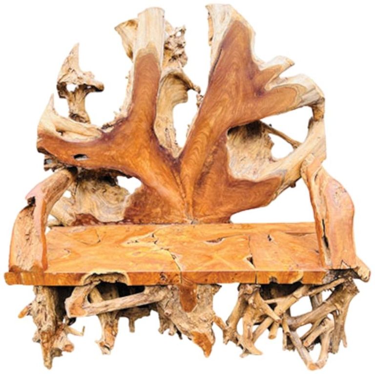 Teak Root Bench - King - with Back