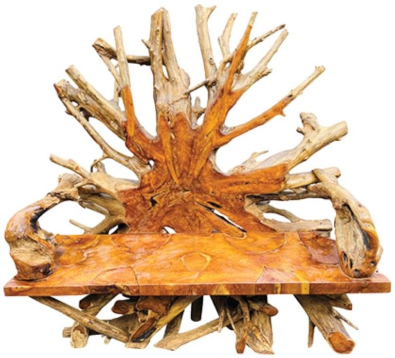 Teak Root Bench - King - with Back
