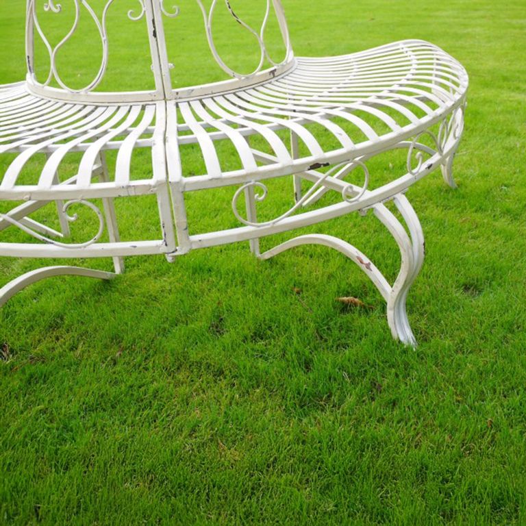 Garden Bench - Round - White Metal