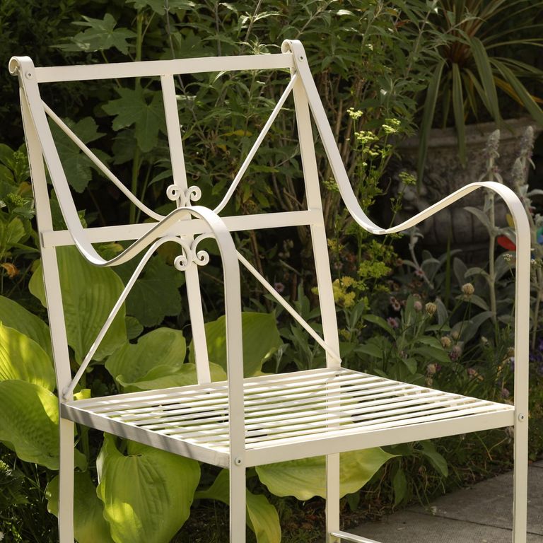 Distressed Cream Metal Garden Chair - Set of 2